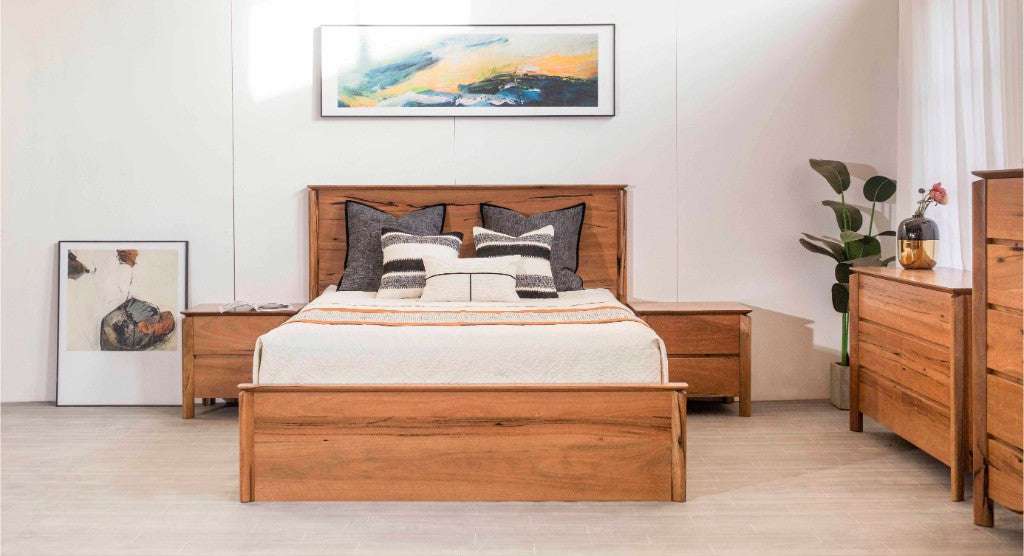 Gas Lift Storage Bed Frame Natural Marri Wood